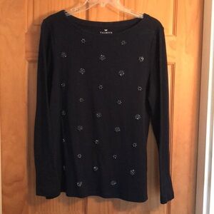 Talbots Beaded Embellished Navy Top